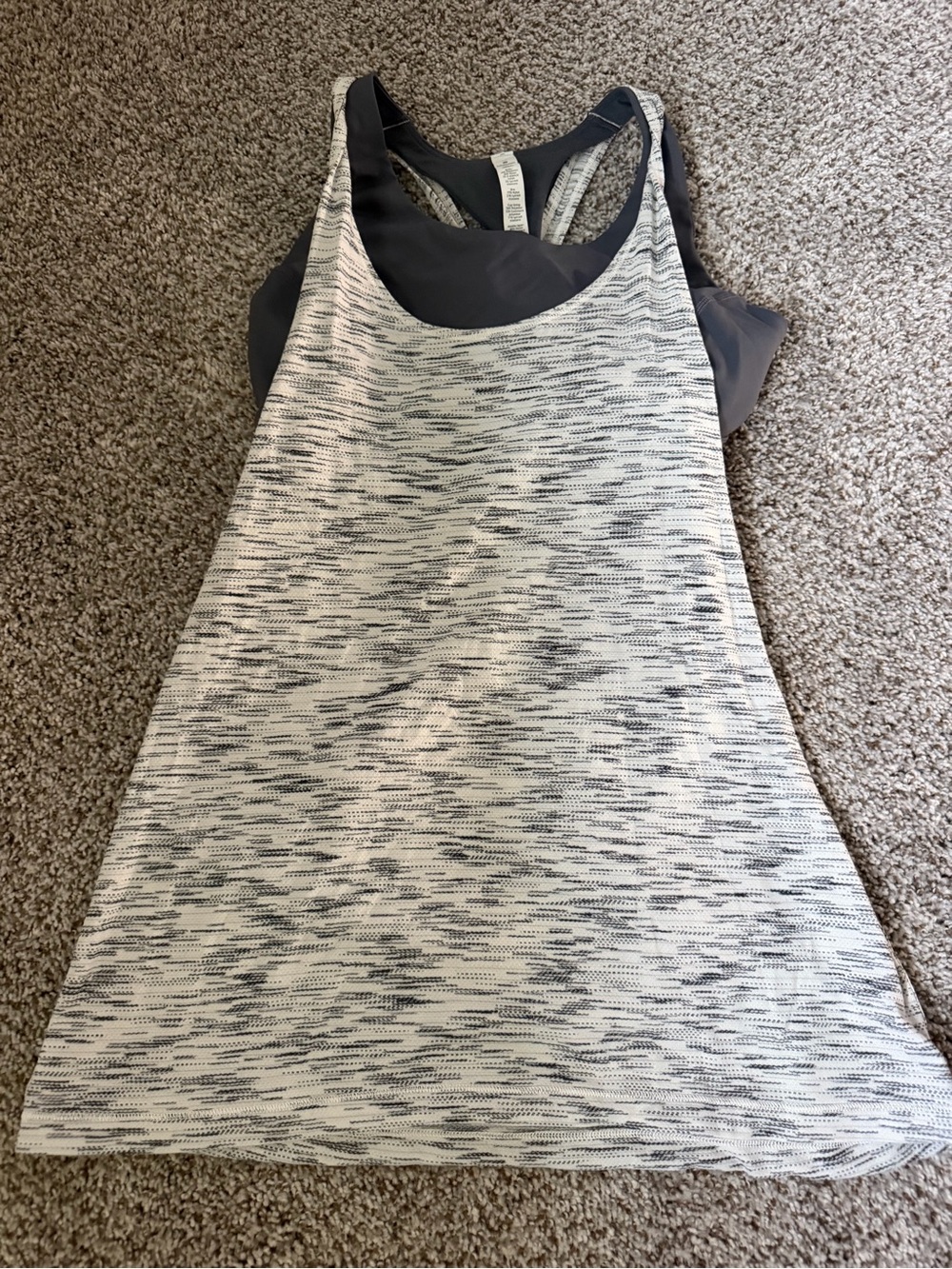 lululemon athletica White and Gray Space-Dye Racerback Tank